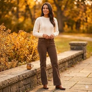 Brown Corduroy Flared Pants
